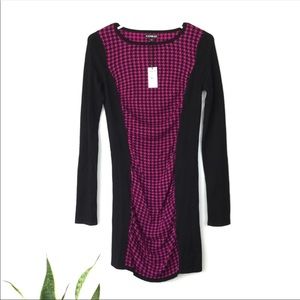 express long sleeve houndstooth sweater dress xs